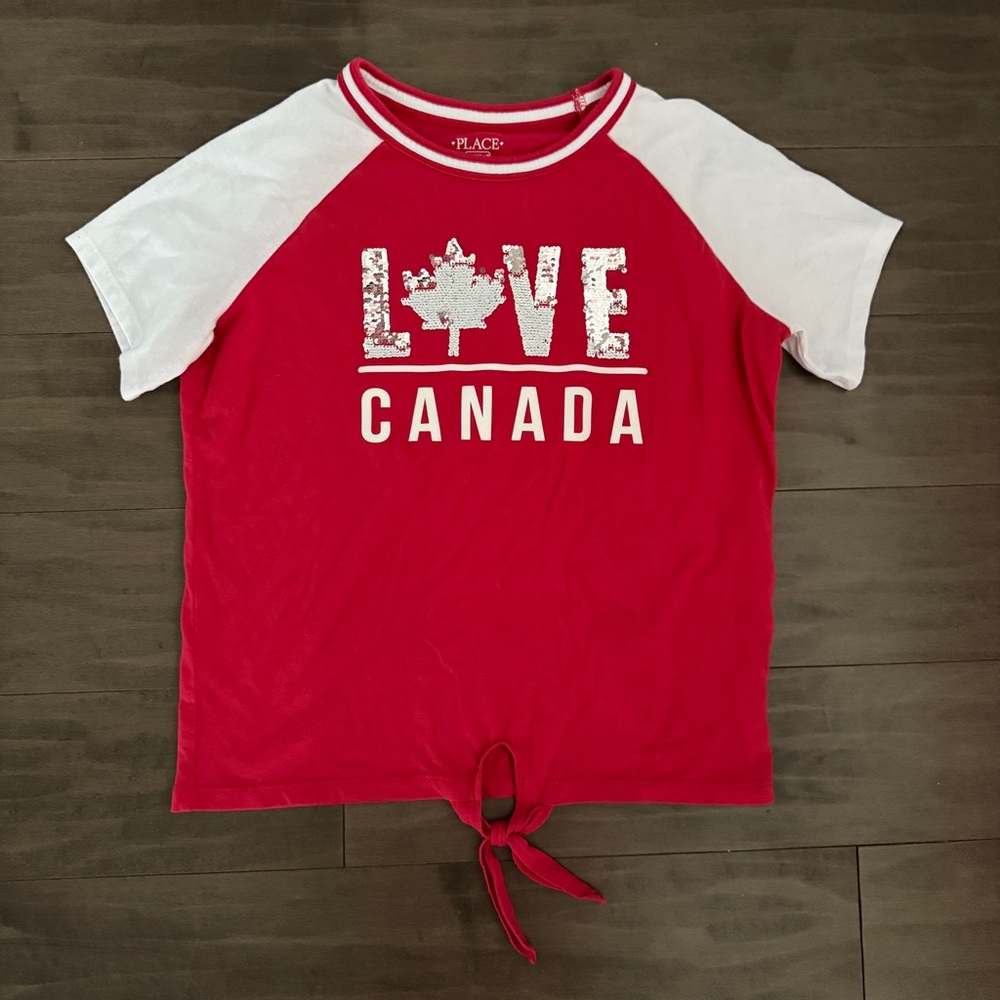 The Children's Place Red and White Kids' Canada T-Shirt XXL